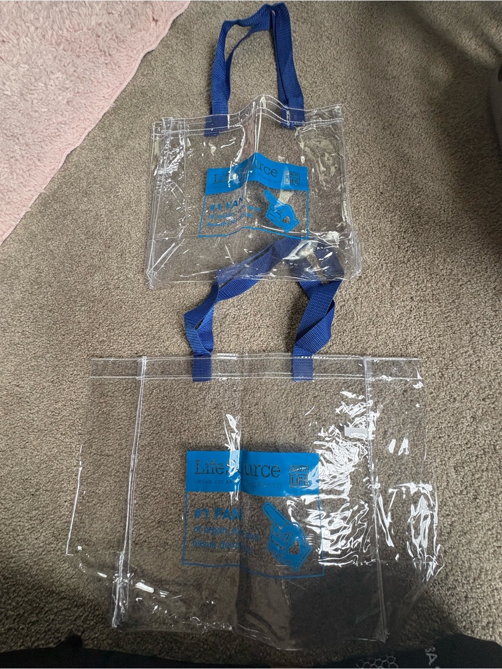 Clear PVC Tote Bag with Blue Handles